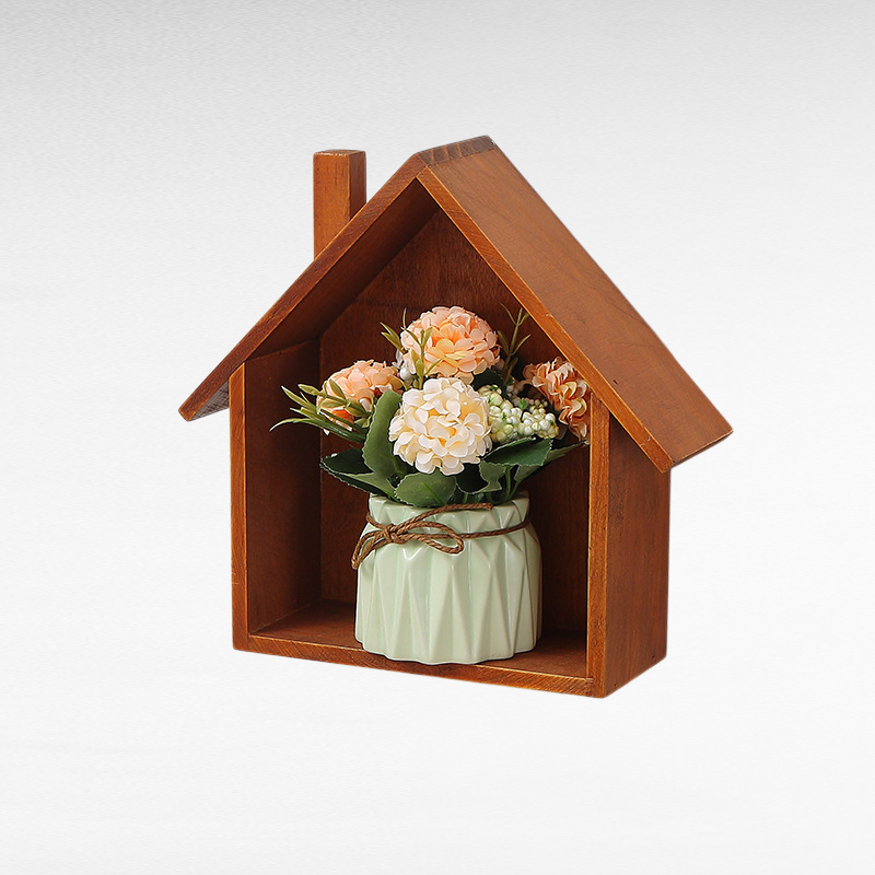 Cute little house on solid wood wall rack room kindergarten restaurant wooden storage decorative she