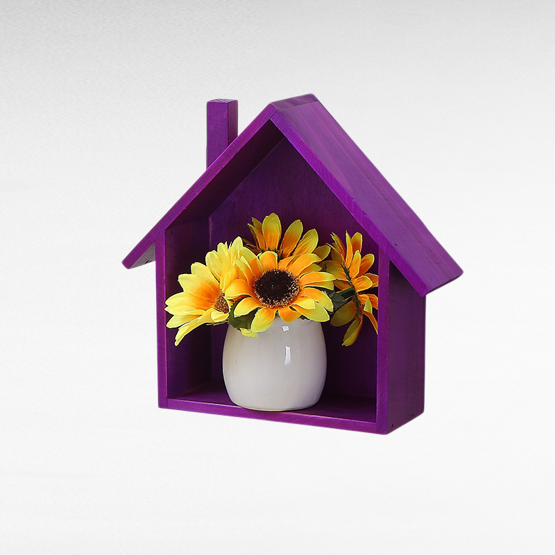 Cute little house on solid wood wall rack room kindergarten restaurant wooden storage decorative she