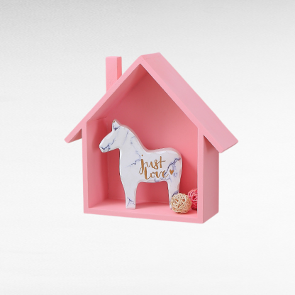 Cute little house on solid wood wall rack room kindergarten restaurant wooden storage decorative she