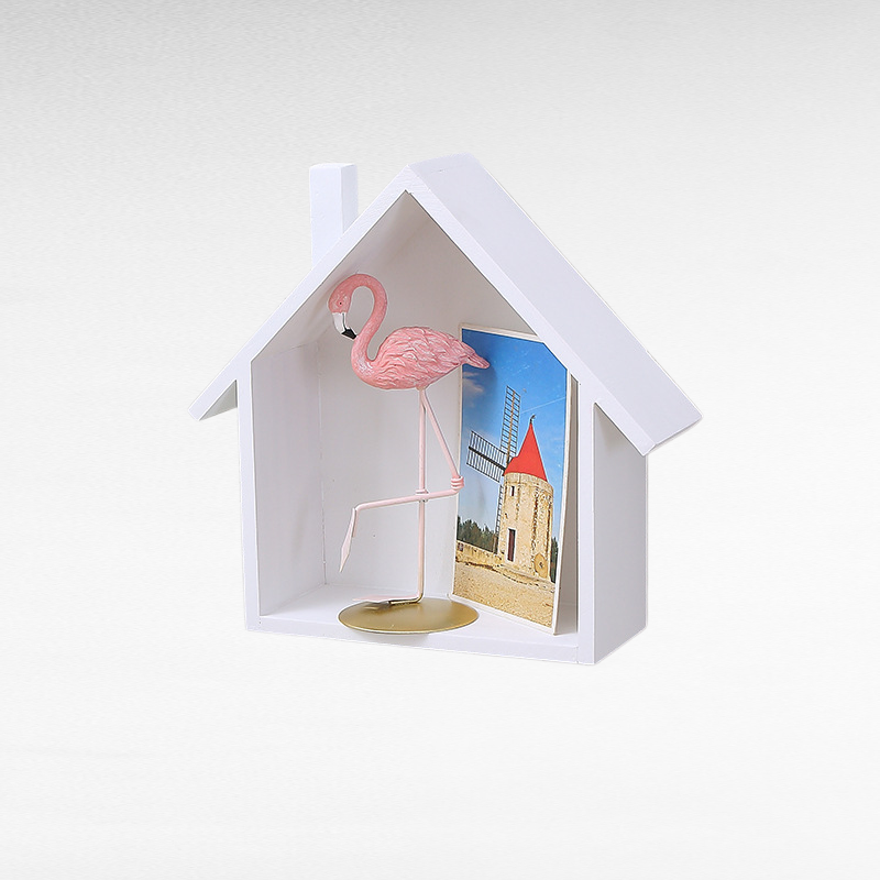 Cute little house on solid wood wall rack room kindergarten restaurant wooden storage decorative she