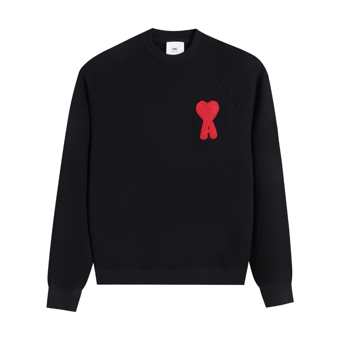 AMI PARIS ハート ロゴ コットン 刺繍 長袖 Tシャツ★人気★