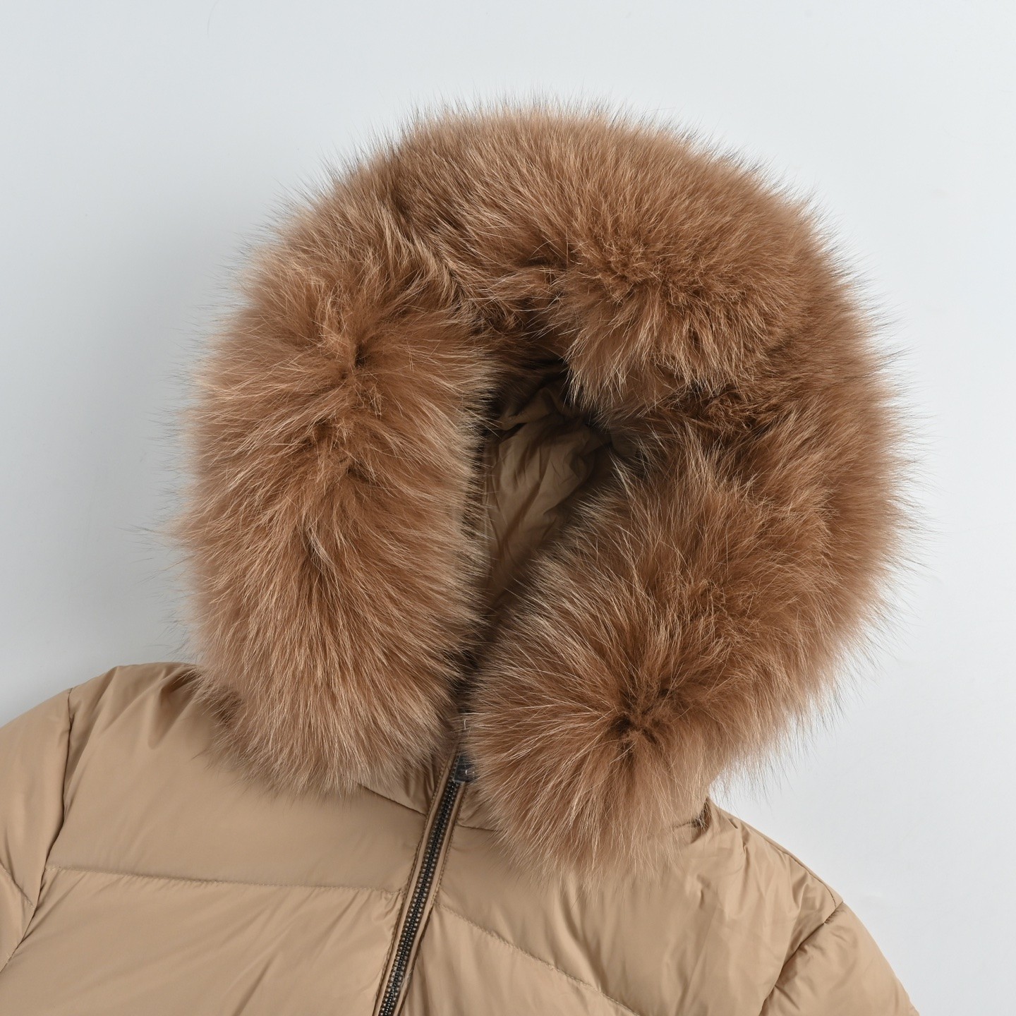 MONCLER モンクレール HERMIFUR 毛領リブ腰ロングダウンジャケット