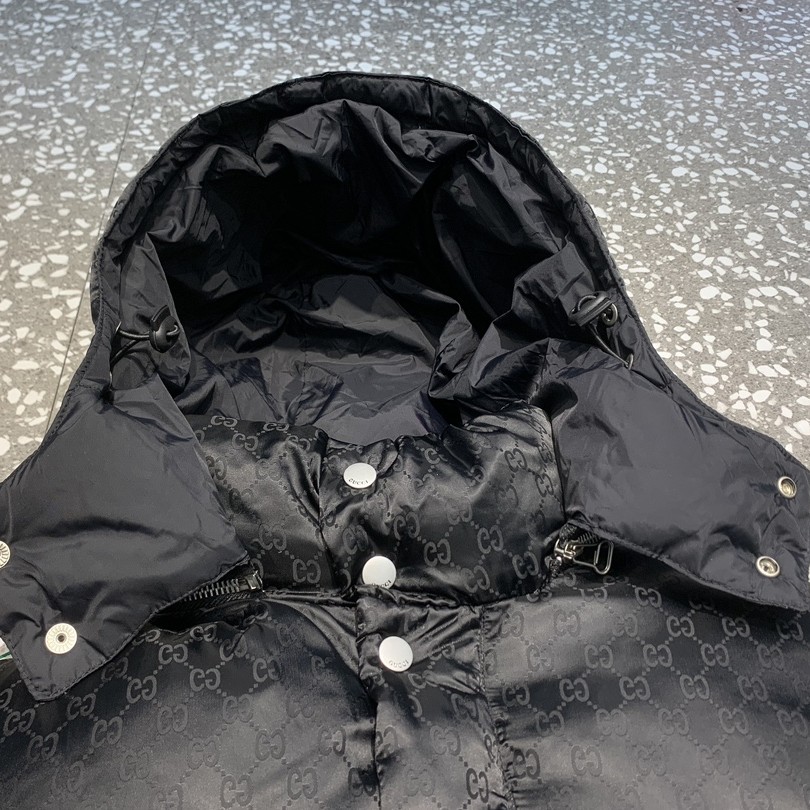 GUCCI グッチ GGモノグラム リムーバブルフード ダウンジャケット ブラック