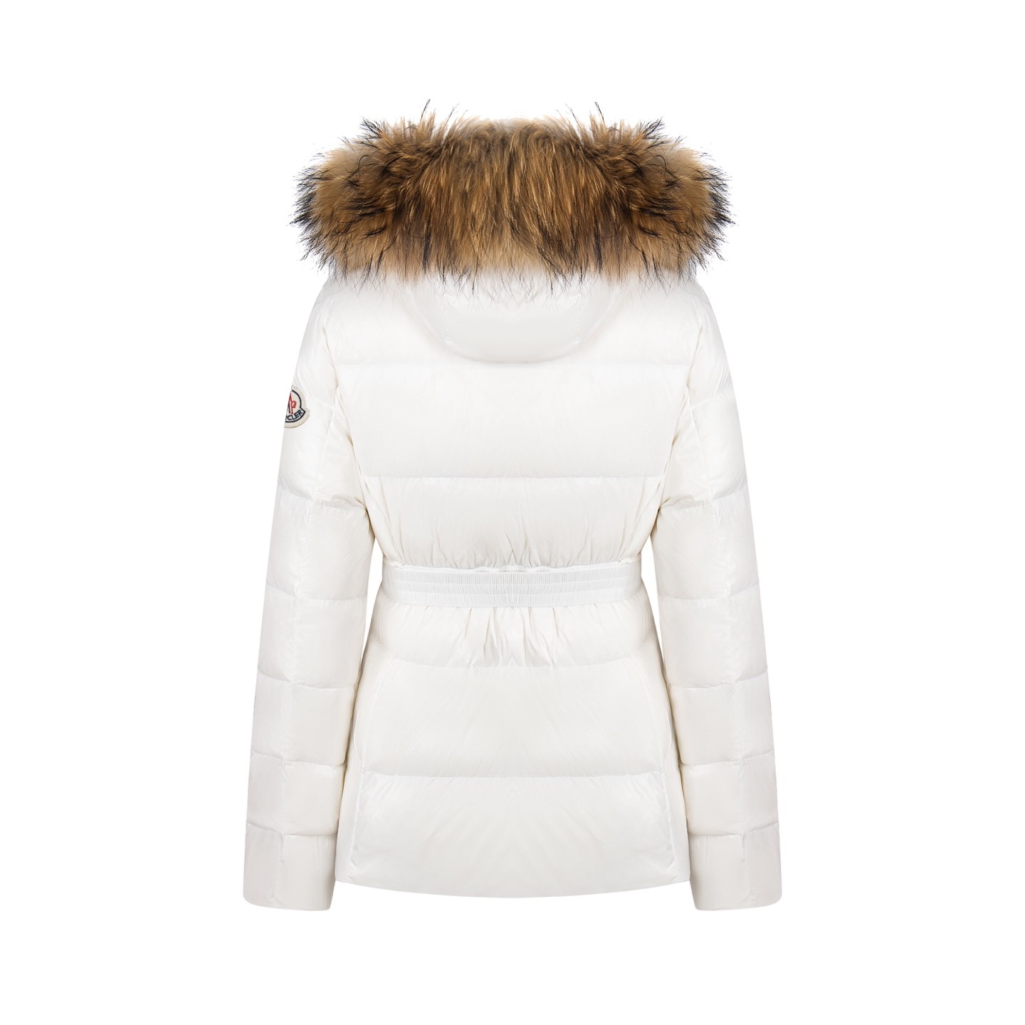 Moncler モンクレール 2025秋冬新作 Boed レディース ショートダウンジャケット 白 フォックスファーカラー ベルト付き