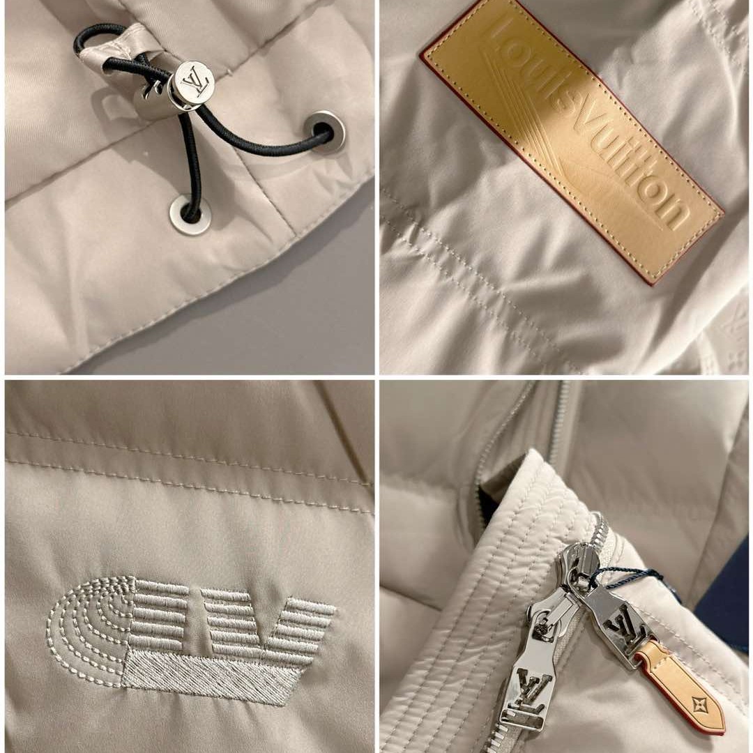 LOUIS VUITTON ルイヴィトン FW2025秋冬新作 ダウンジャケット Lvロゴ圧花 老花柄拼接 フード付き