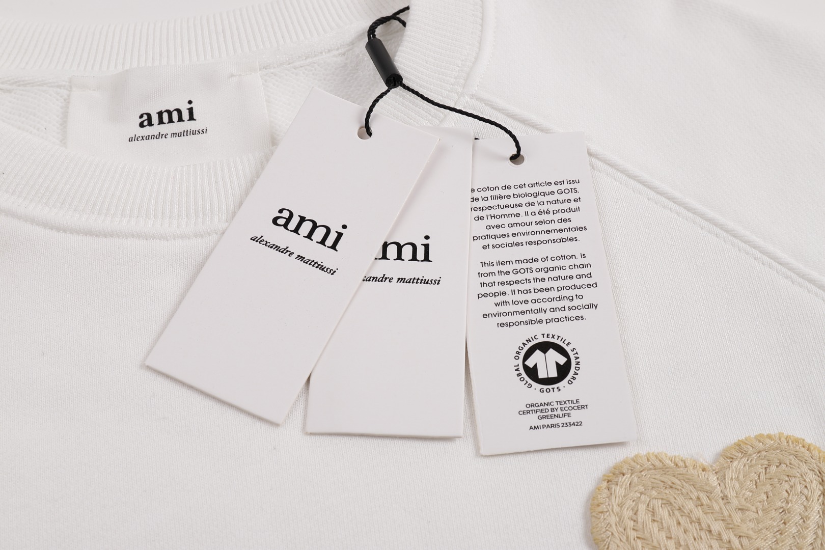 AMI PARIS ハート ロゴ コットン 刺繍 長袖 Tシャツ★人気★