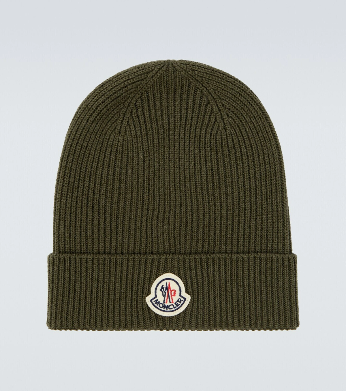 【MONCLER全国送料無料】Moncler Logo ribbed-knit virgin wool beanie