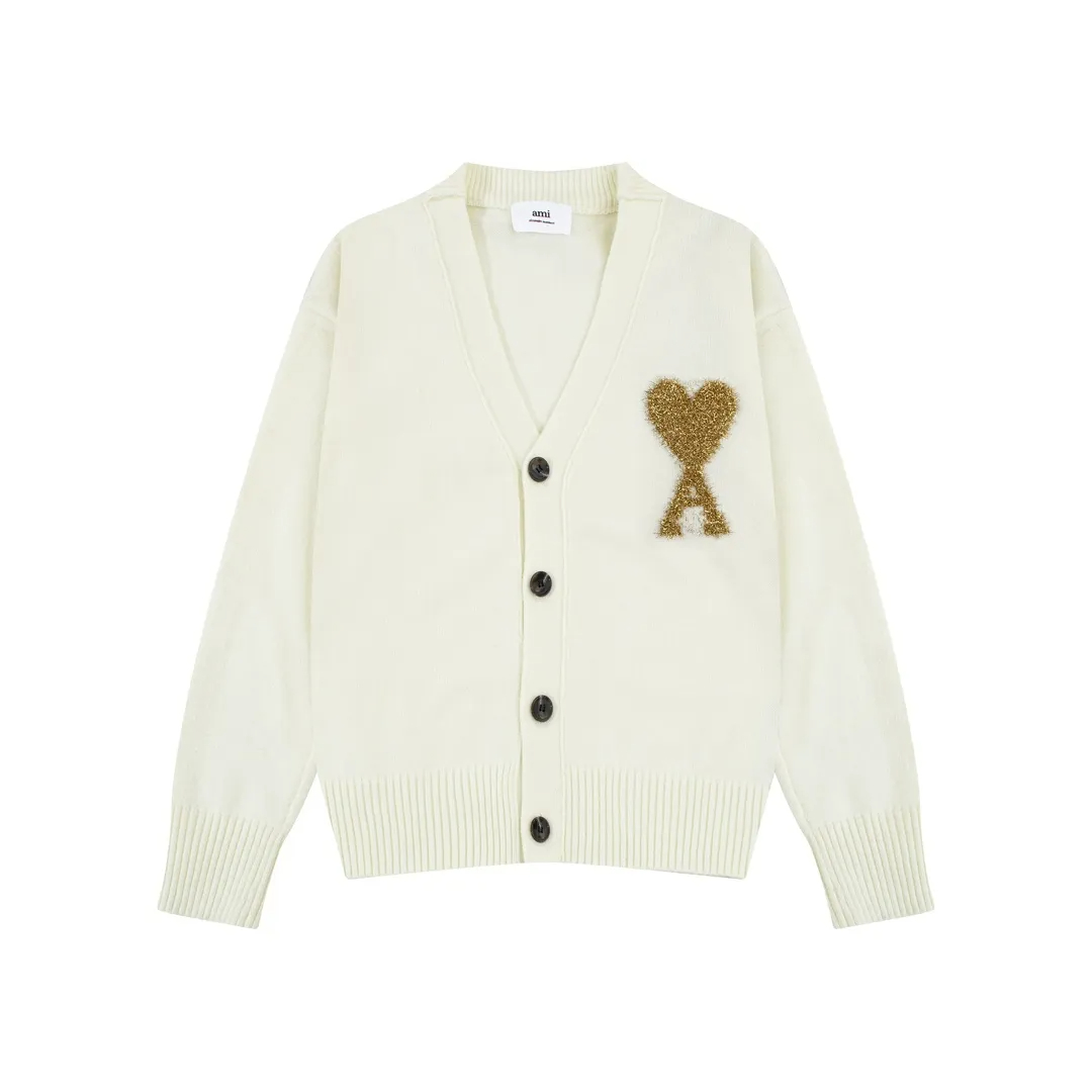 AMI PARIS（アミ パリス） オーバーサイズ ウール カーディガン 男女兼用ロゴニット