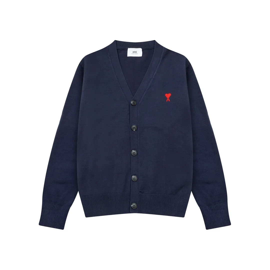 AMI PARIS（アミ パリス） オーバーサイズ ウール カーディガン 男女兼用ロゴニット