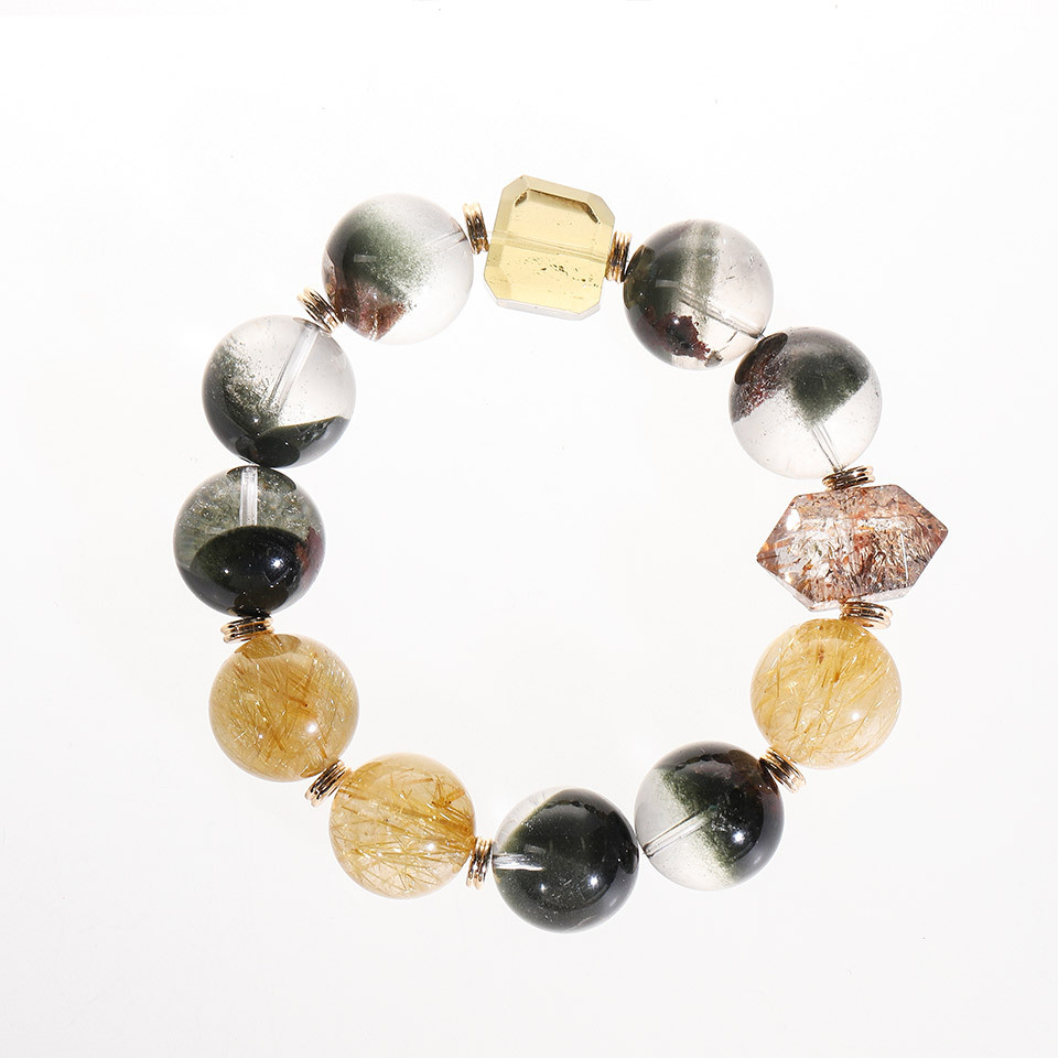 乾坤显化・聚宝盆｜绿幽灵发晶手串