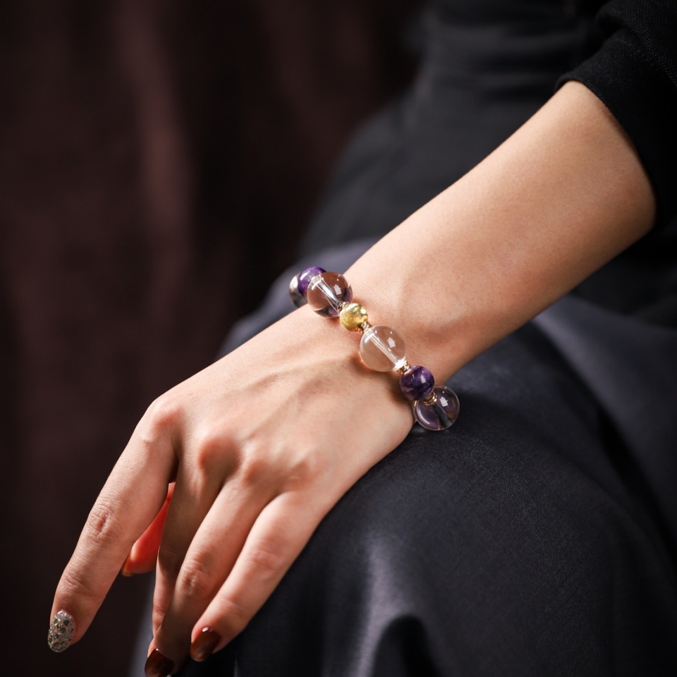 女主魅力丨列姆白水晶＆紫龙晶 手串