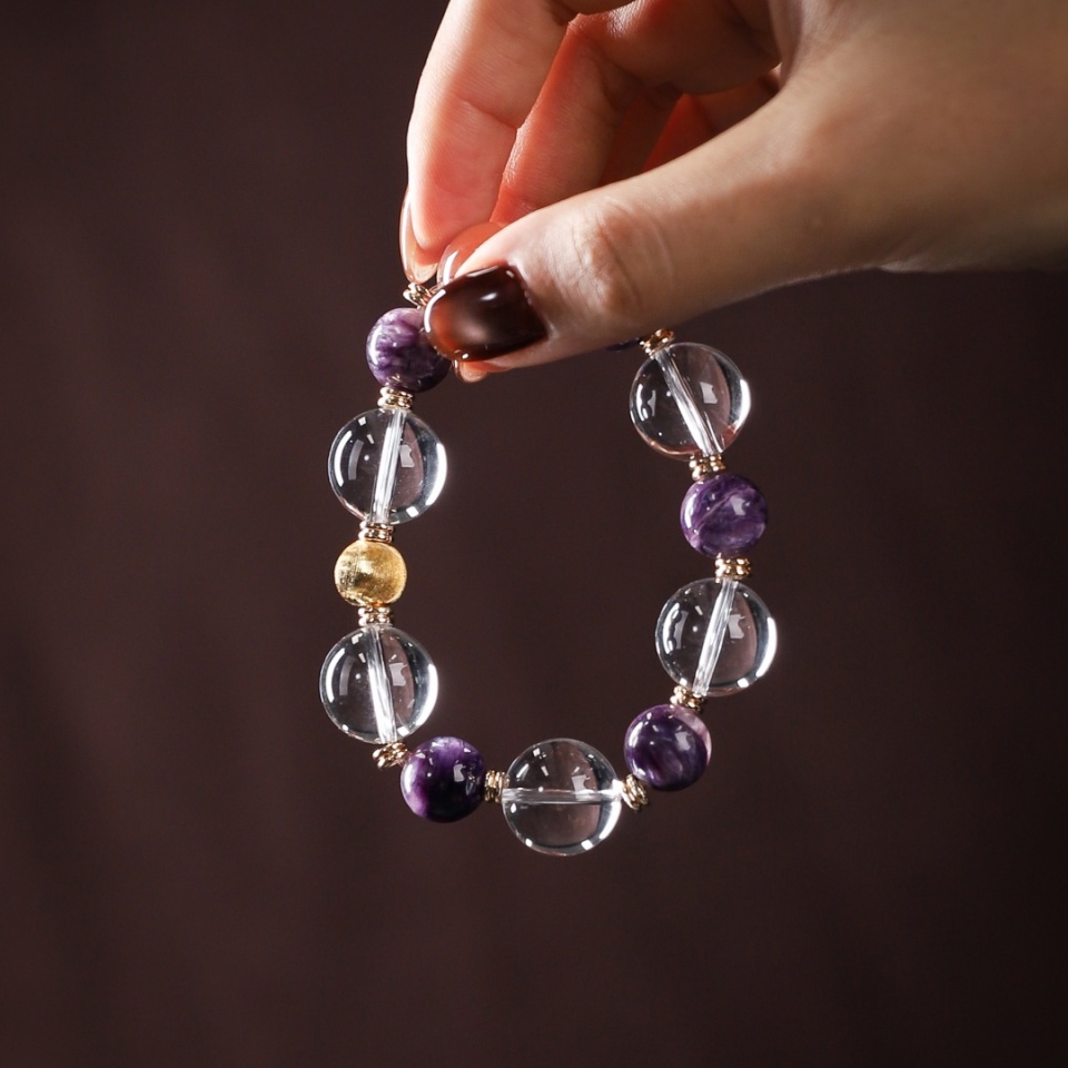 女主魅力丨列姆白水晶＆紫龙晶 手串