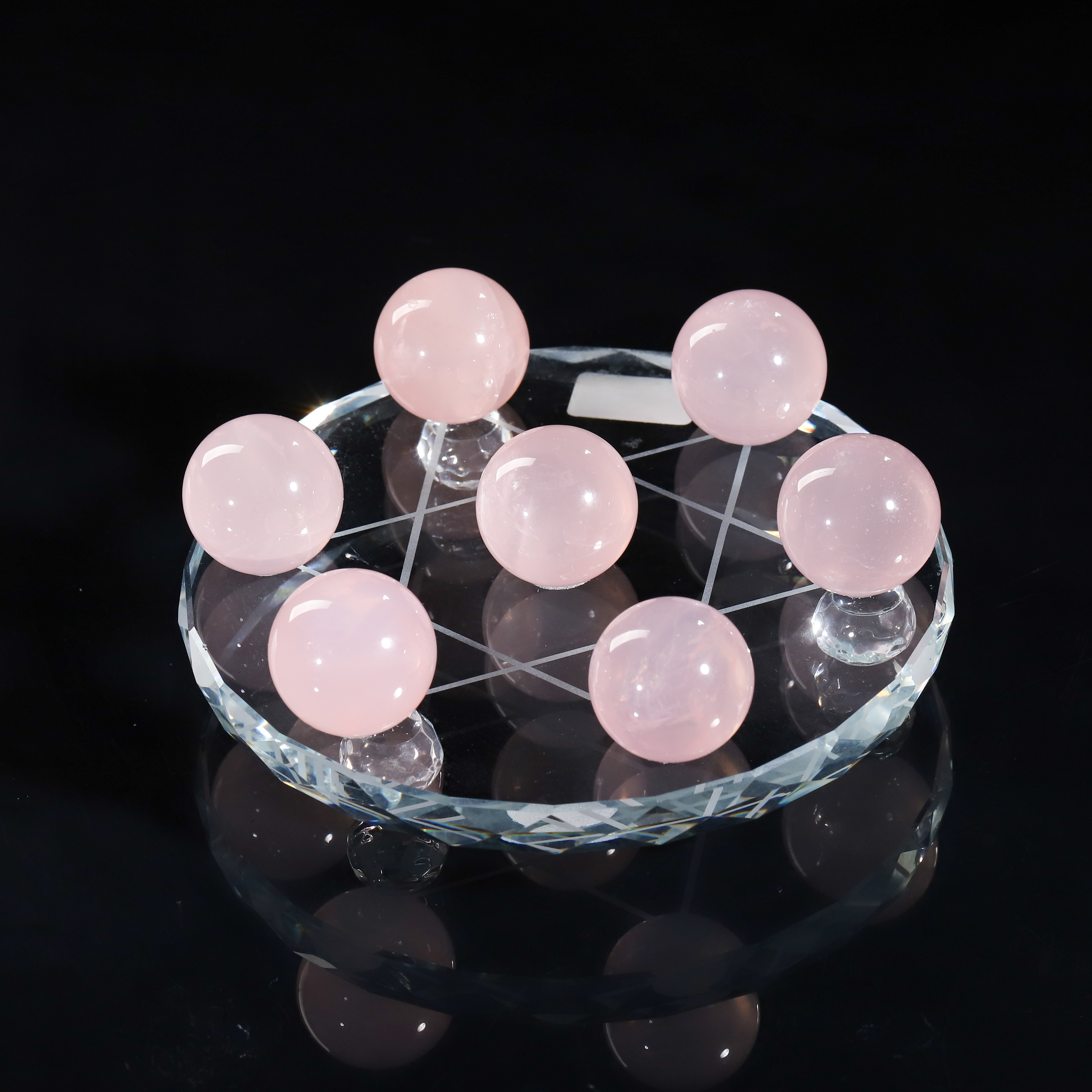 爱力圆满丨六芒星粉晶七星阵 摆件