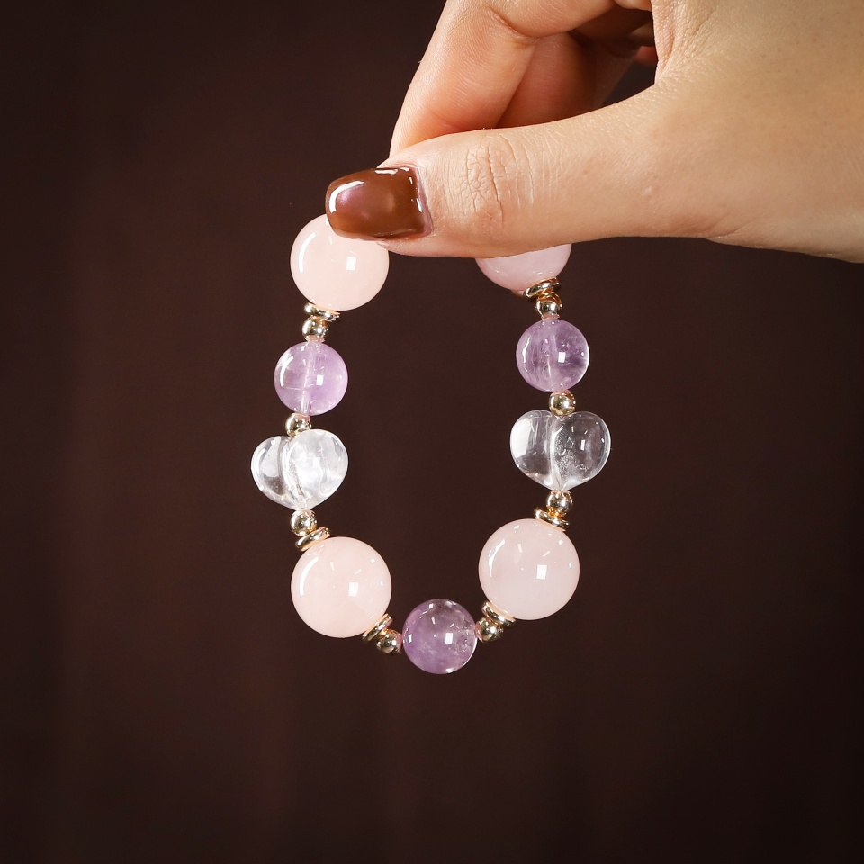 浪漫绮梦丨粉紫晶桃心设计款 手串