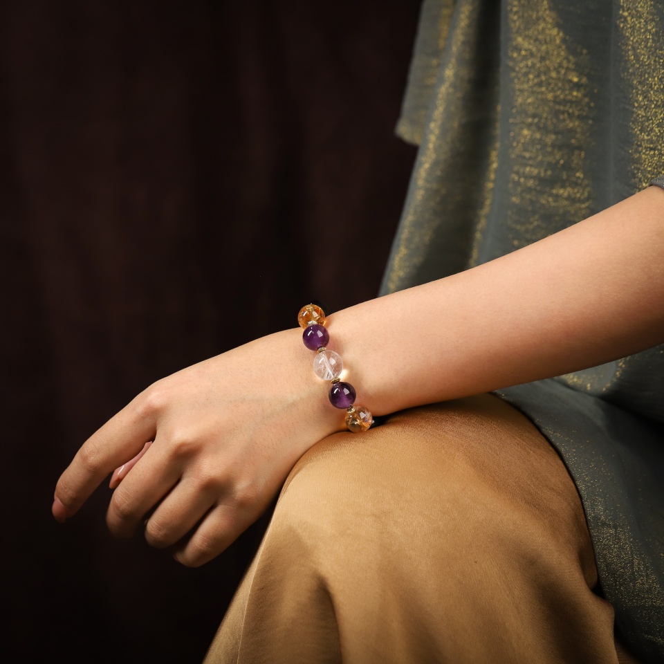 【富】彩曜星河｜彩曜石 紫黄水晶手串