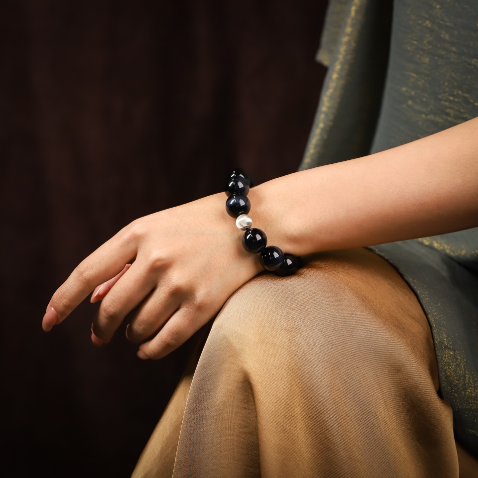 【礼】靛蓝闪电丨蓝色虎眼石 手串