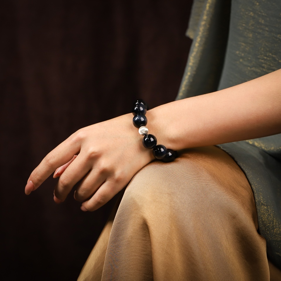 【礼】靛蓝闪电丨蓝色虎眼石 手串