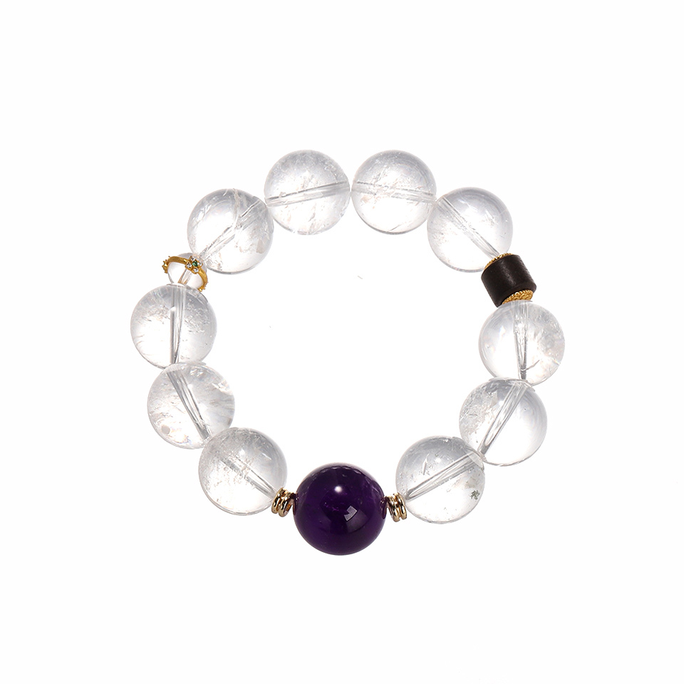 彩虹显化球｜白阿塞紫水晶设计款手串