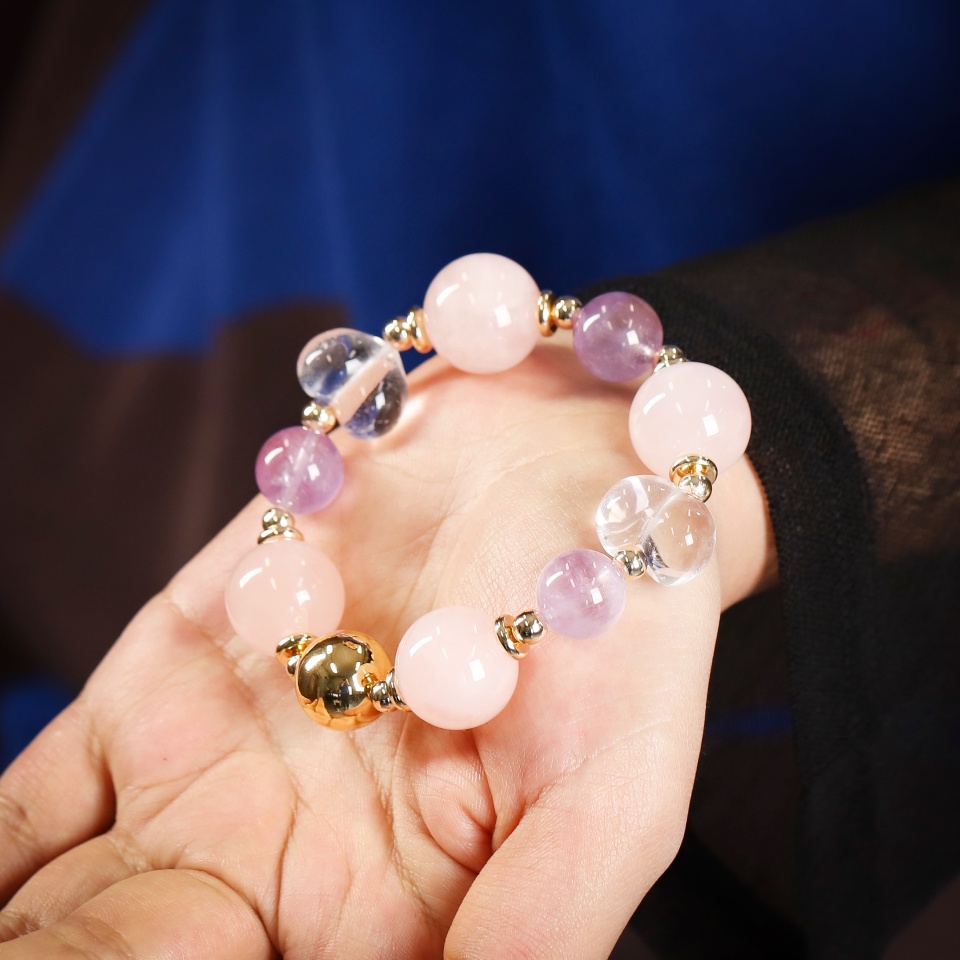 浪漫绮梦丨粉紫晶桃心设计款 手串