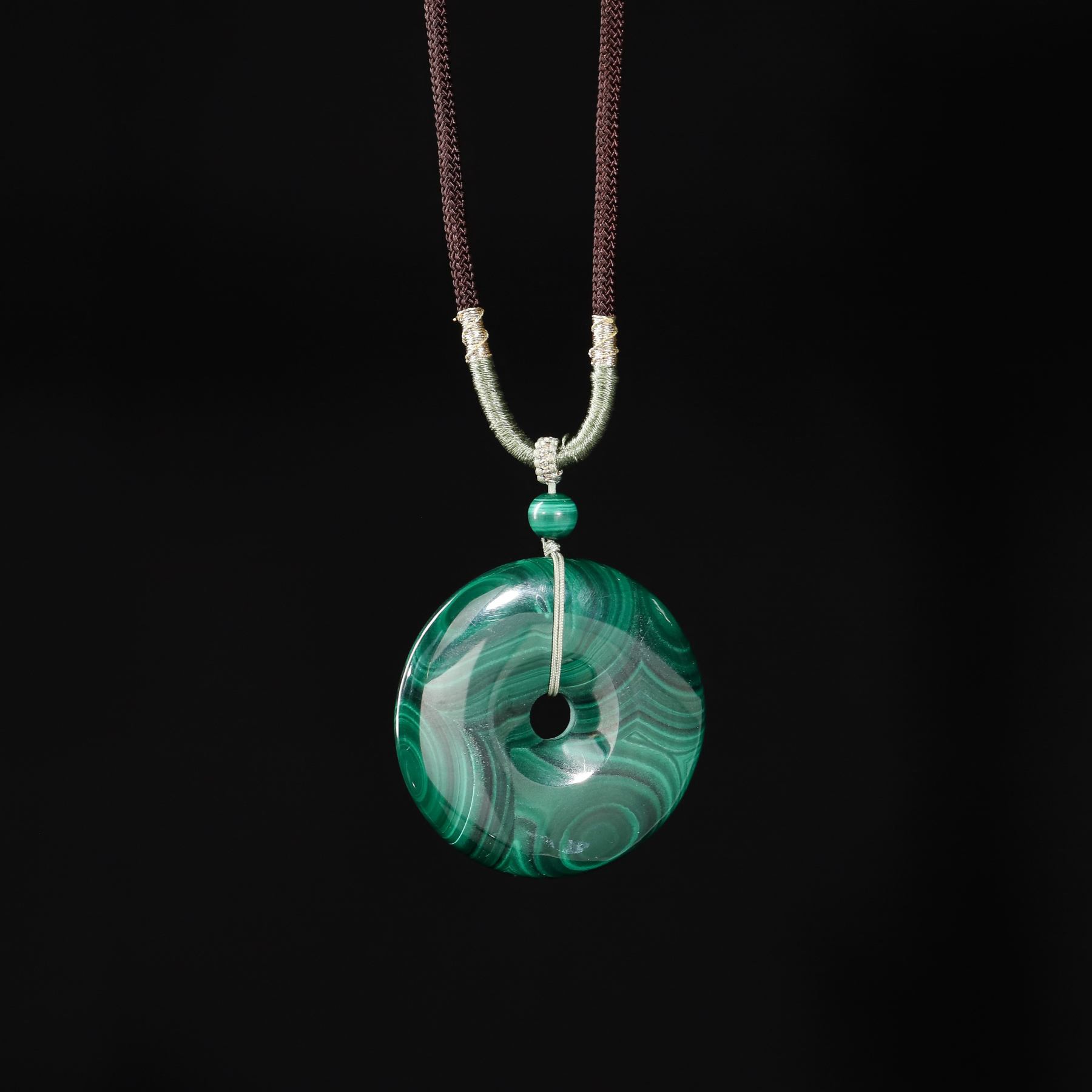 青羽护心｜埃及圣石 孔雀石平安扣