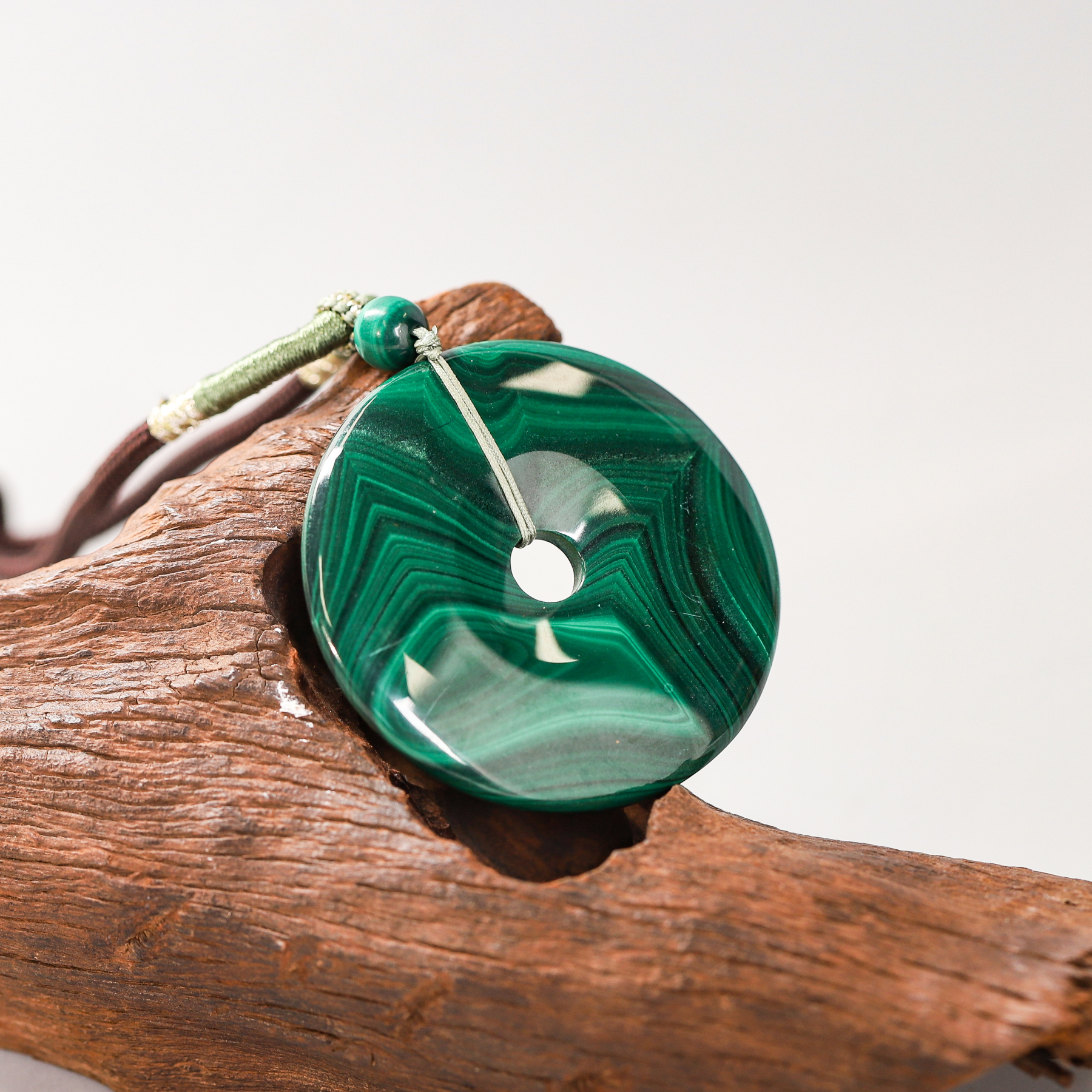 青羽护心｜埃及圣石 孔雀石平安扣