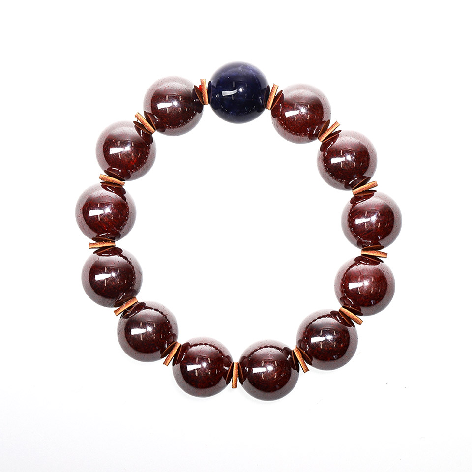 水火既济｜阴阳激荡 朱砂配蓝纹石手串