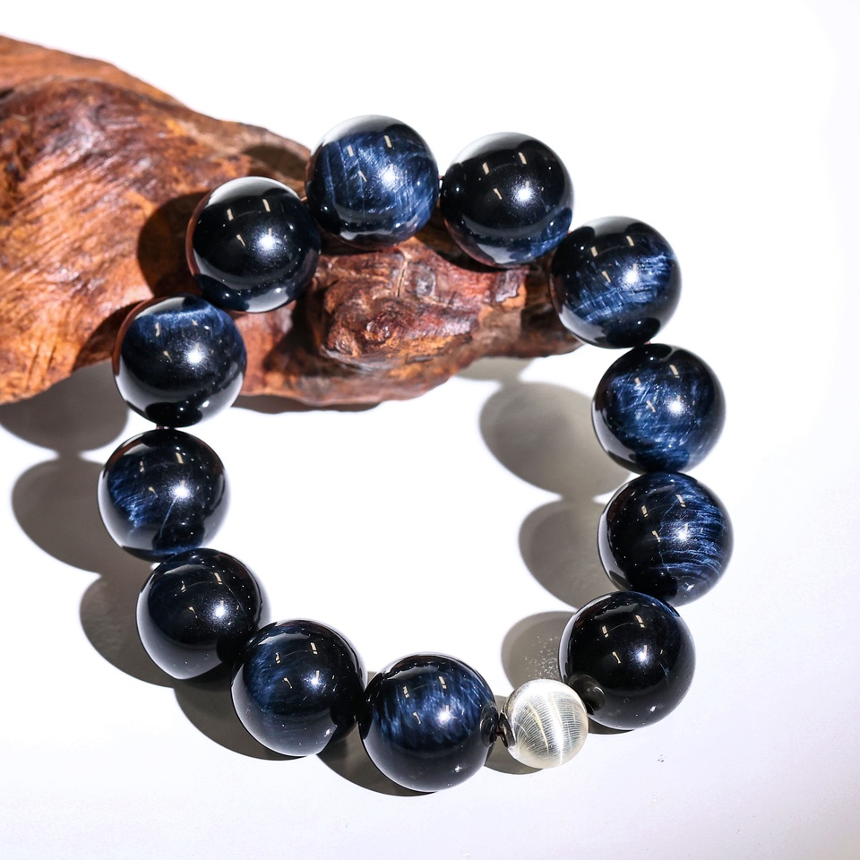 靛蓝闪电｜蓝色虎眼石 手串
