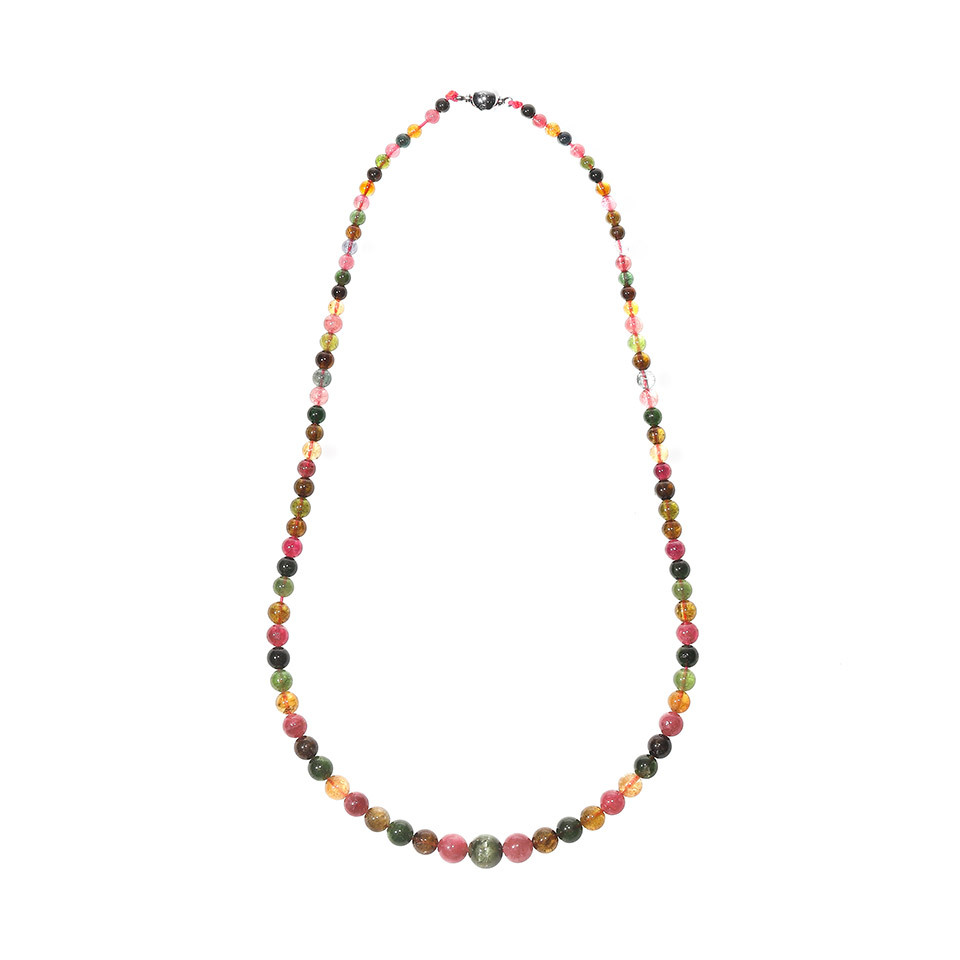 彩虹能量屏障｜七彩碧玺圆珠塔链