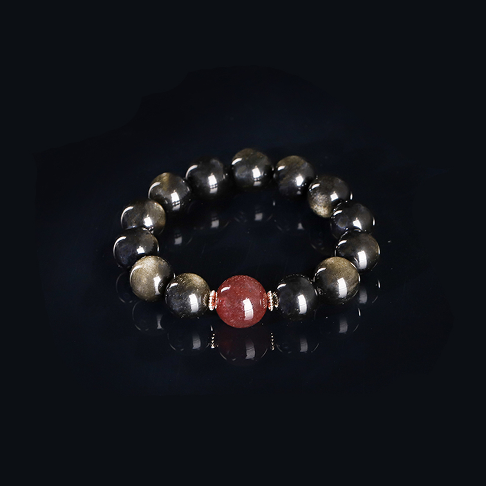 星光鸽血红｜天然猫眼 金沙黑曜石