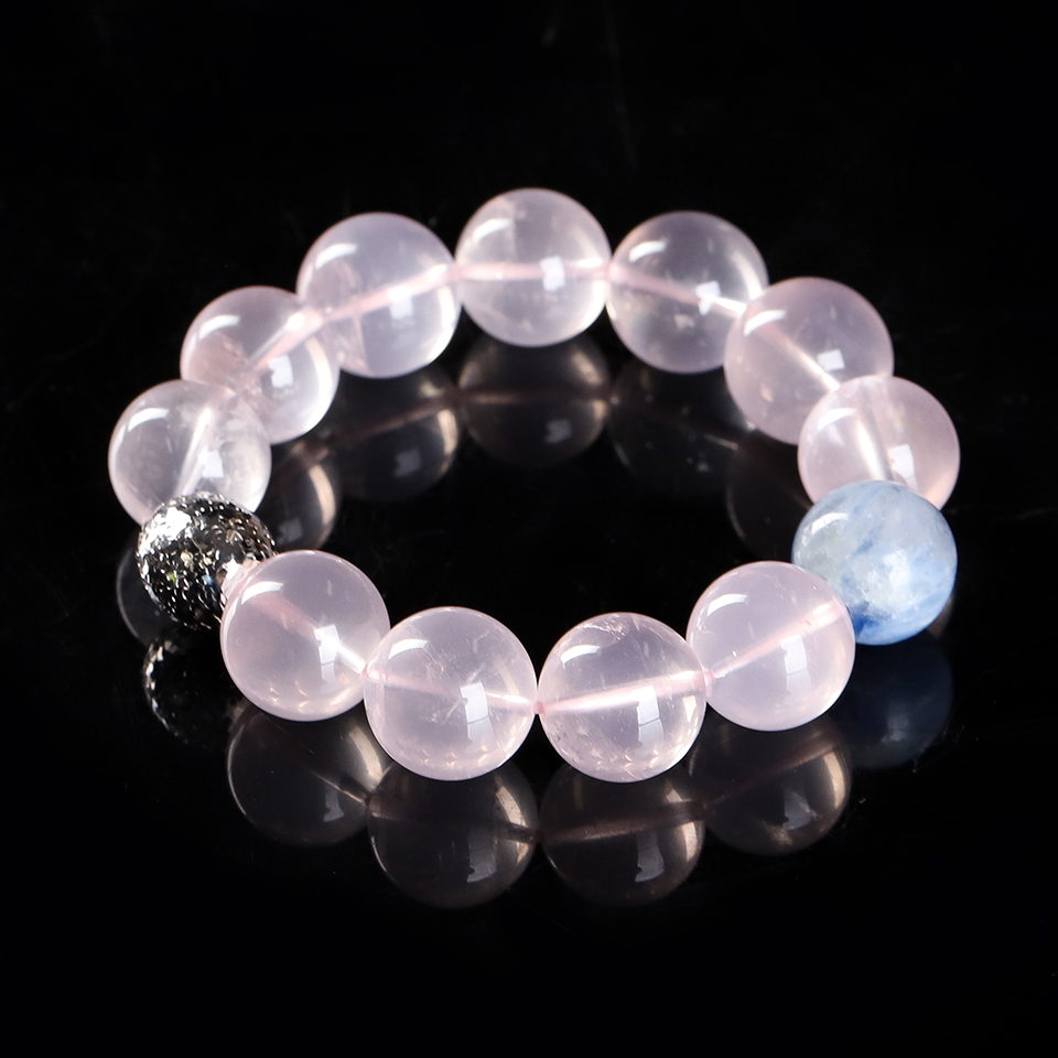 心轮圣殿｜ 六芒星光粉晶 手串