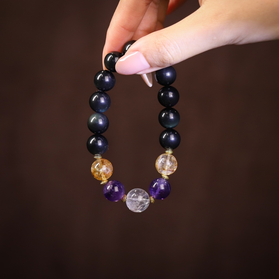 【富】彩曜星河｜彩曜石 紫黄水晶手串
