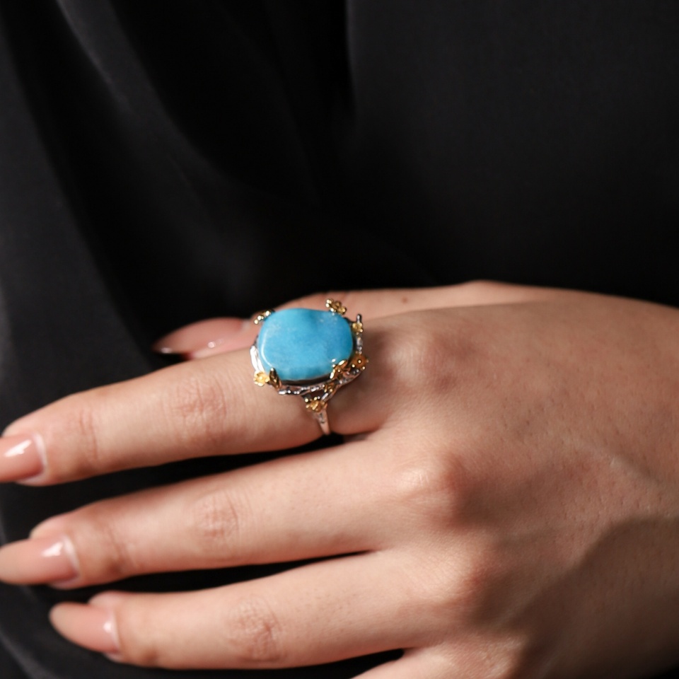 【愈】双极共振丨异极矿镶嵌款戒指