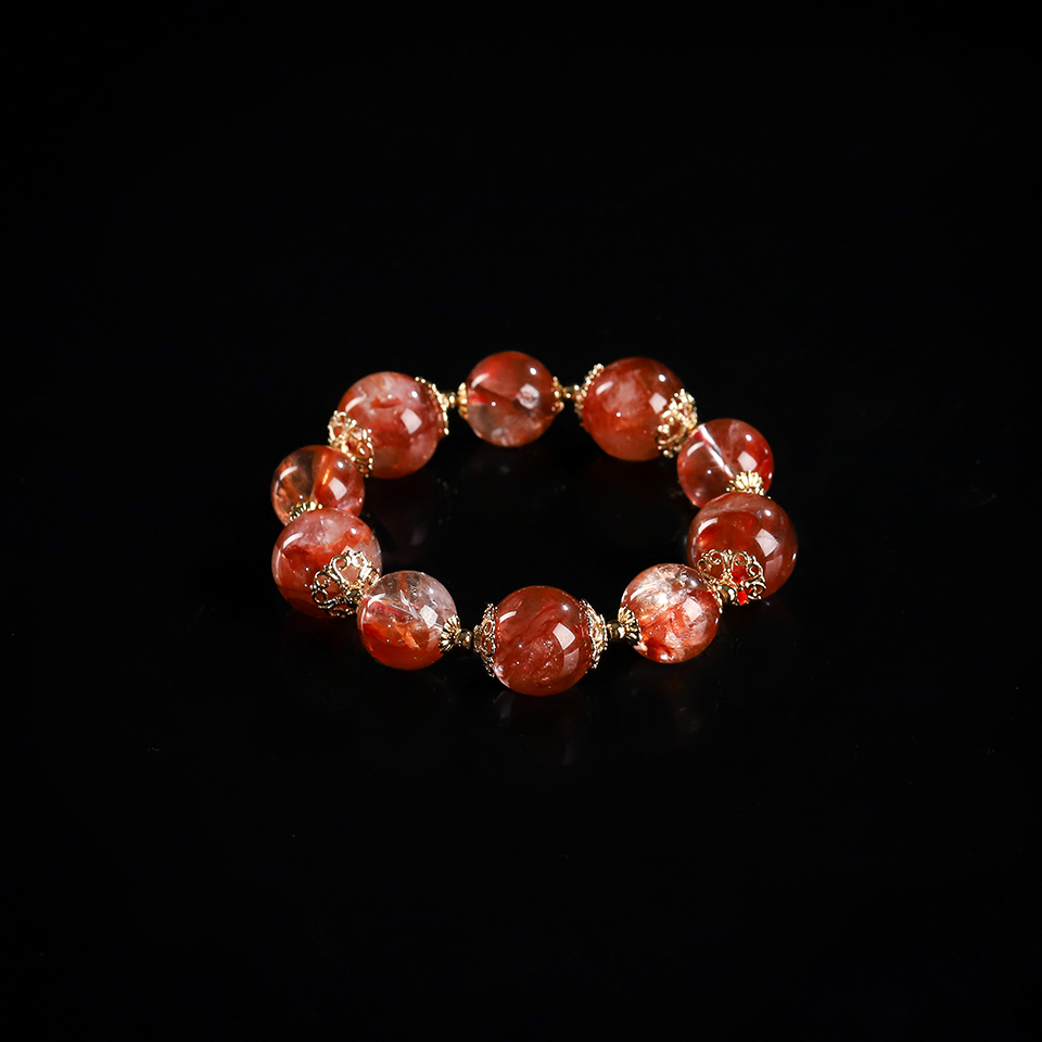 鸿运瑰宝丨牛血红胶花 手串