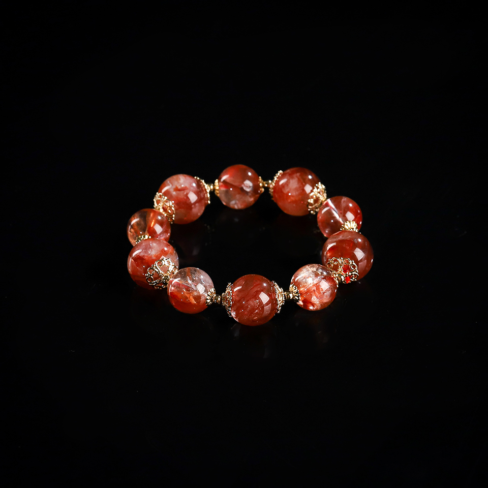 鸿运瑰宝丨牛血红胶花 手串