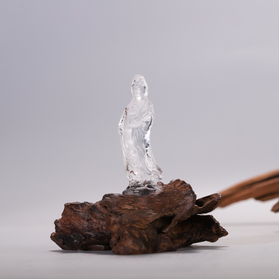 慈悲心安丨白水晶观音 摆件