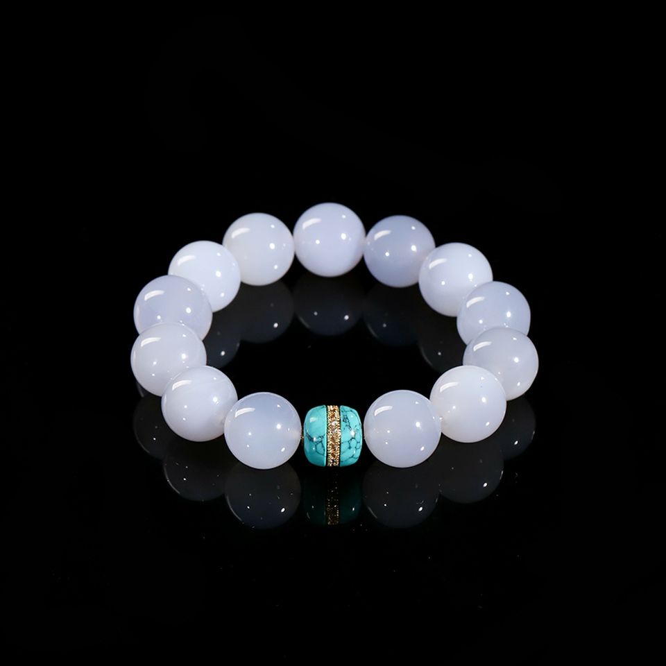 温润如玉丨蓝玉髓圆珠手串