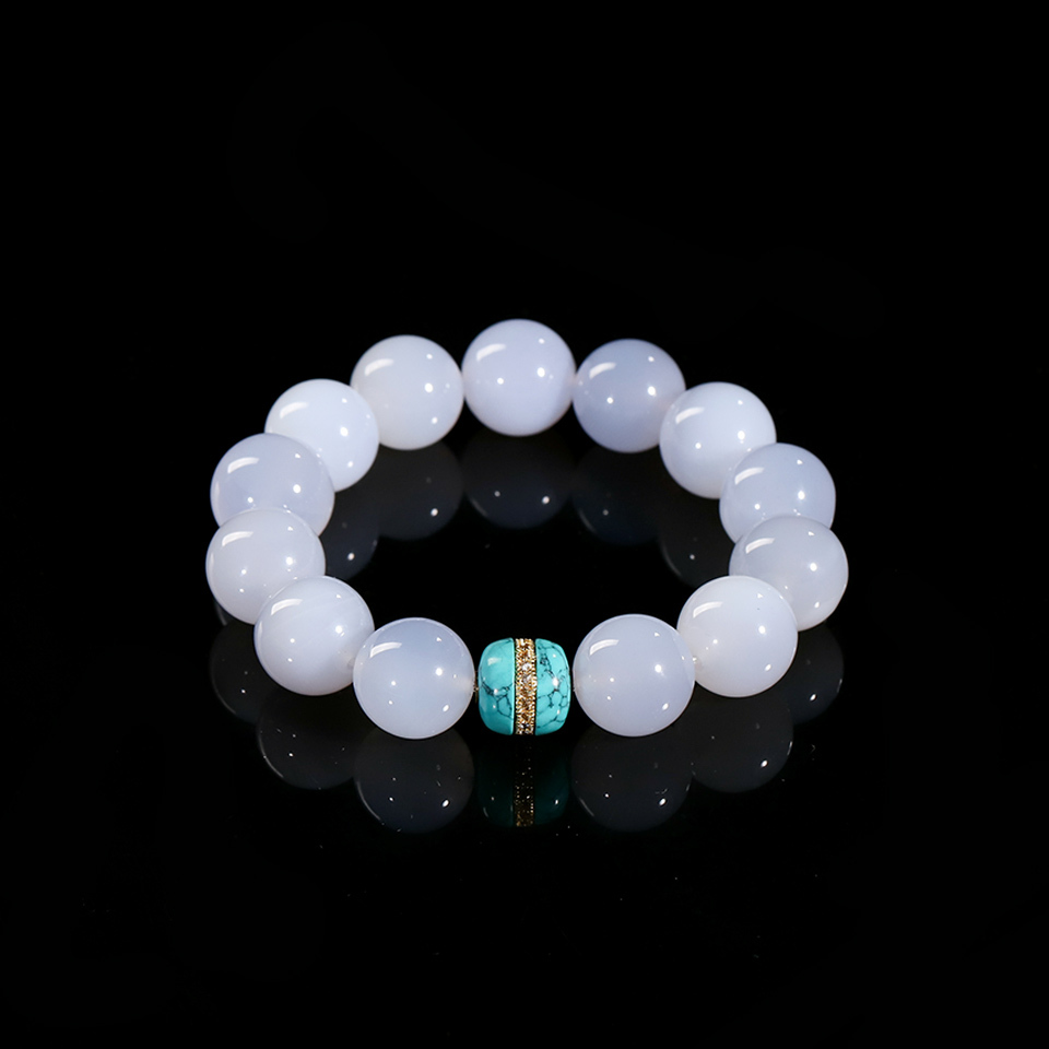 温润如玉丨蓝玉髓圆珠手串