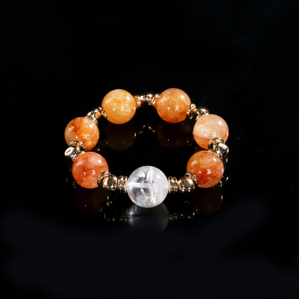 富足盈满丨黄金红胶花设计款 手串