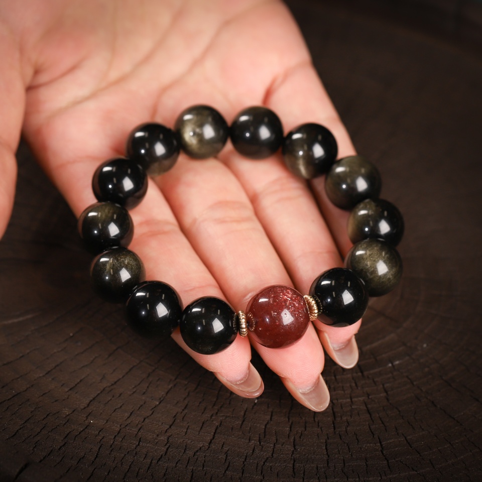 【富】星光闪耀丨猫眼金沙黑曜石 手串