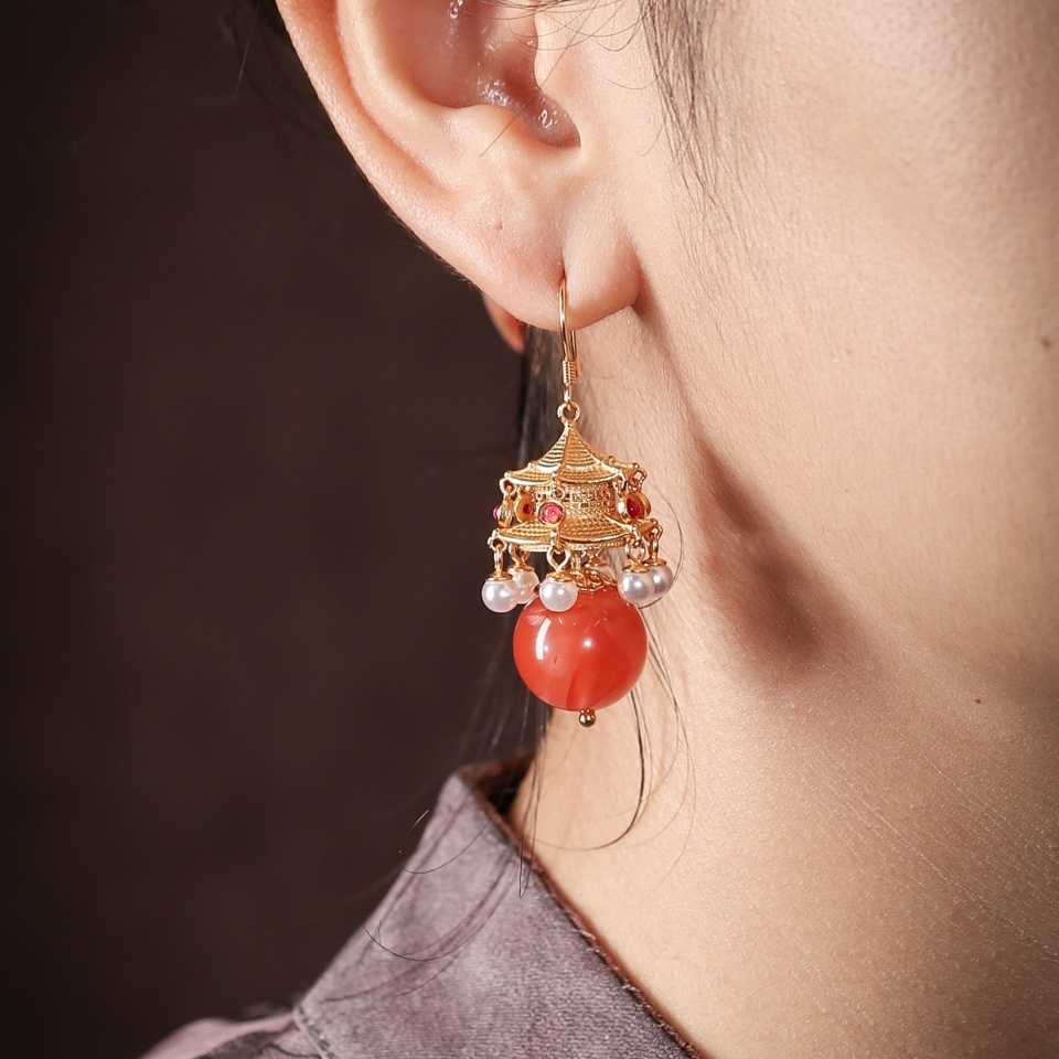 【爱】华夏祥瑞 | 南红宫殿 耳环