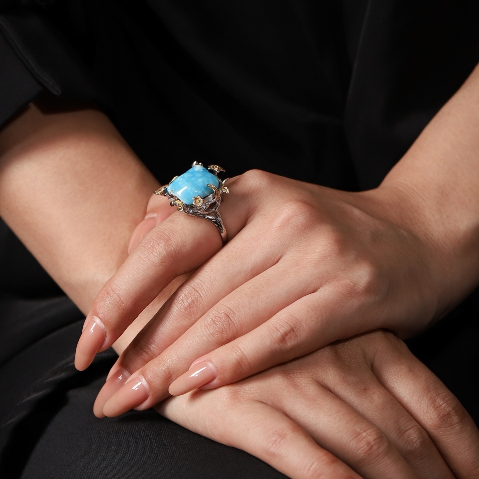 【愈】双极共振丨异极矿镶嵌款戒指