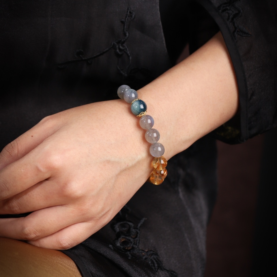 【富】显化落地丨幻彩黑金黄塔晶 手串