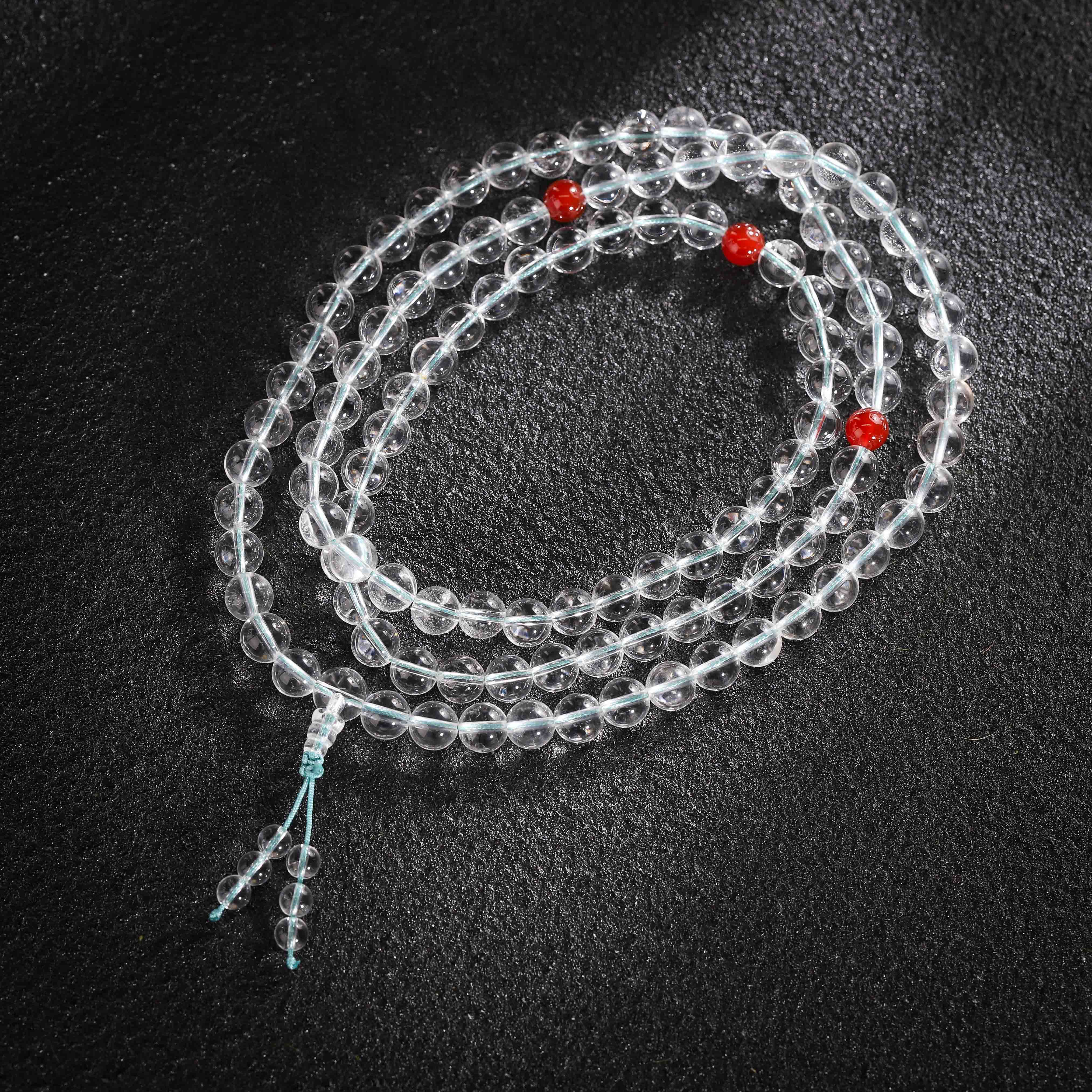 禅108｜白水晶南红佛珠｜项链 手链多用