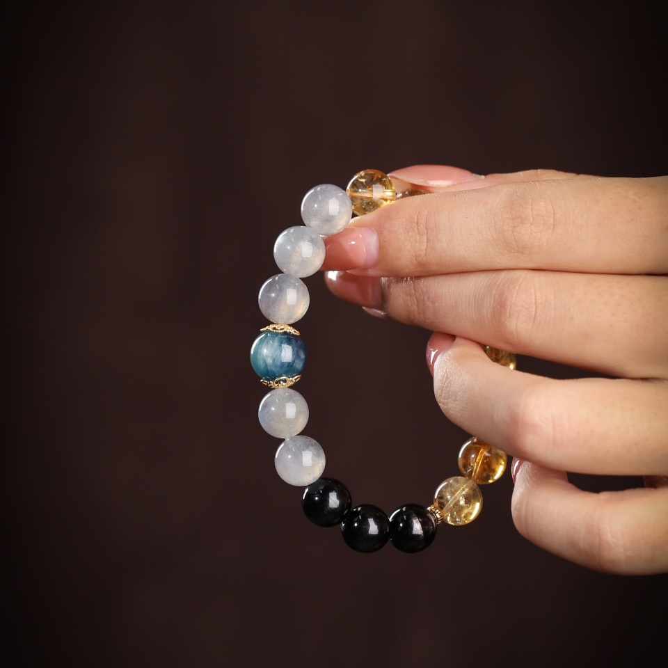 【富】显化落地丨幻彩黑金黄塔晶 手串