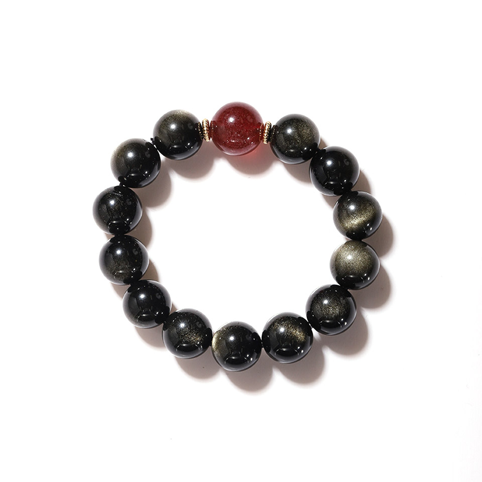 星光鸽血红｜天然猫眼 金沙黑曜石