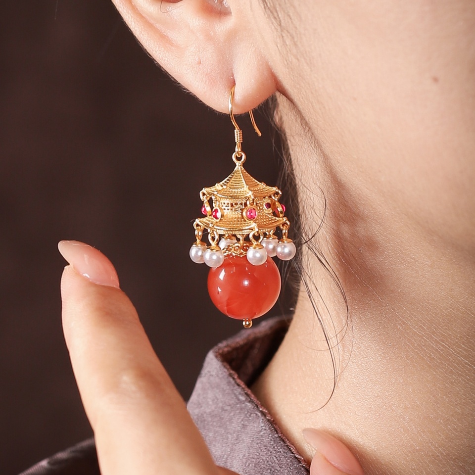 【爱】华夏祥瑞 | 南红宫殿 耳环