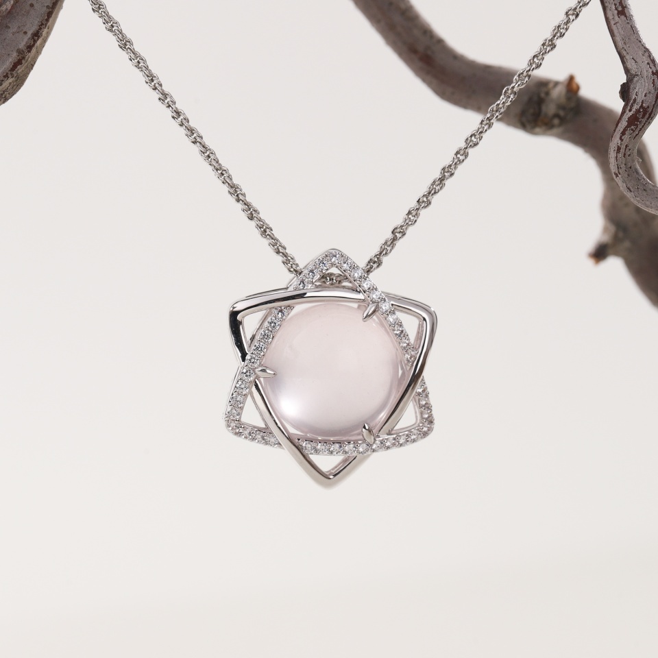 温柔星光丨六芒星粉晶 吊坠