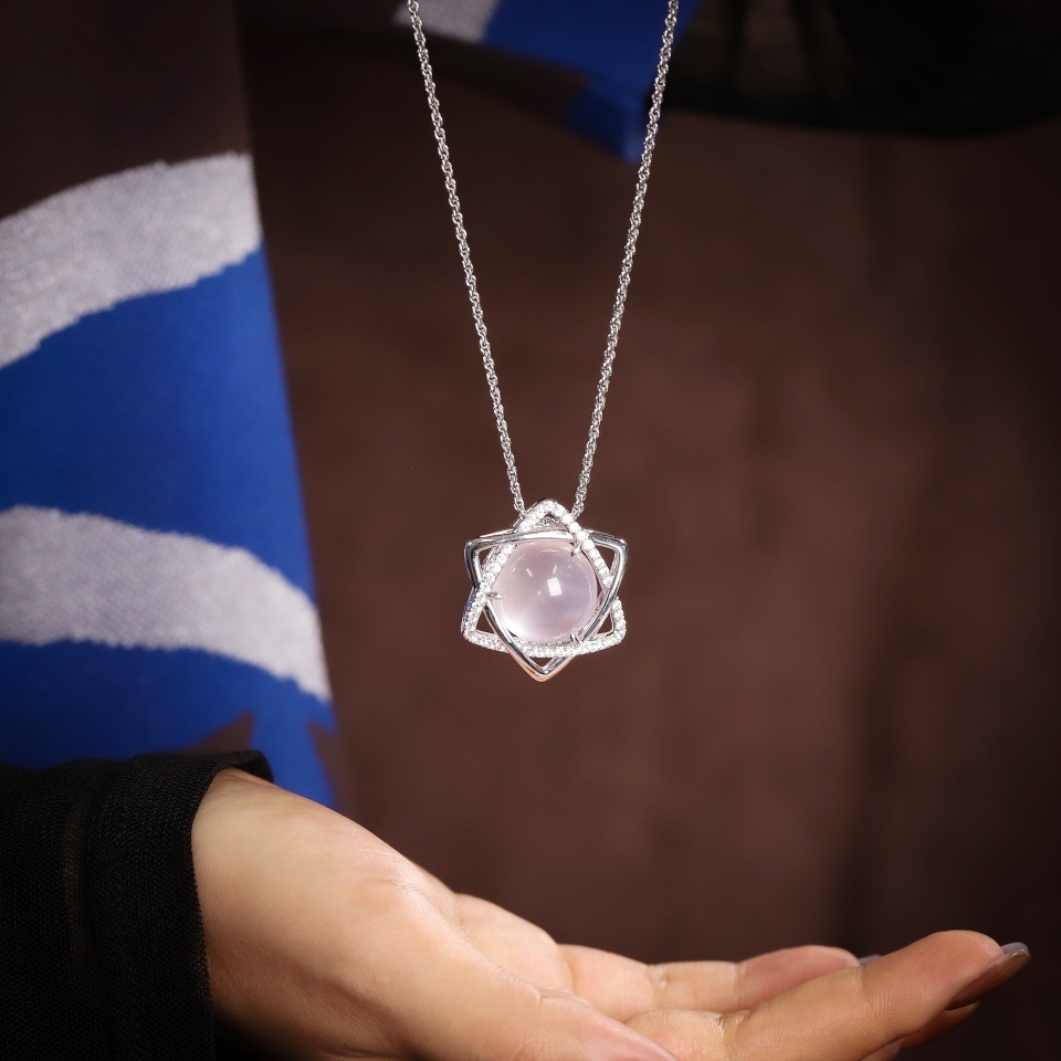 温柔星光丨六芒星粉晶 吊坠