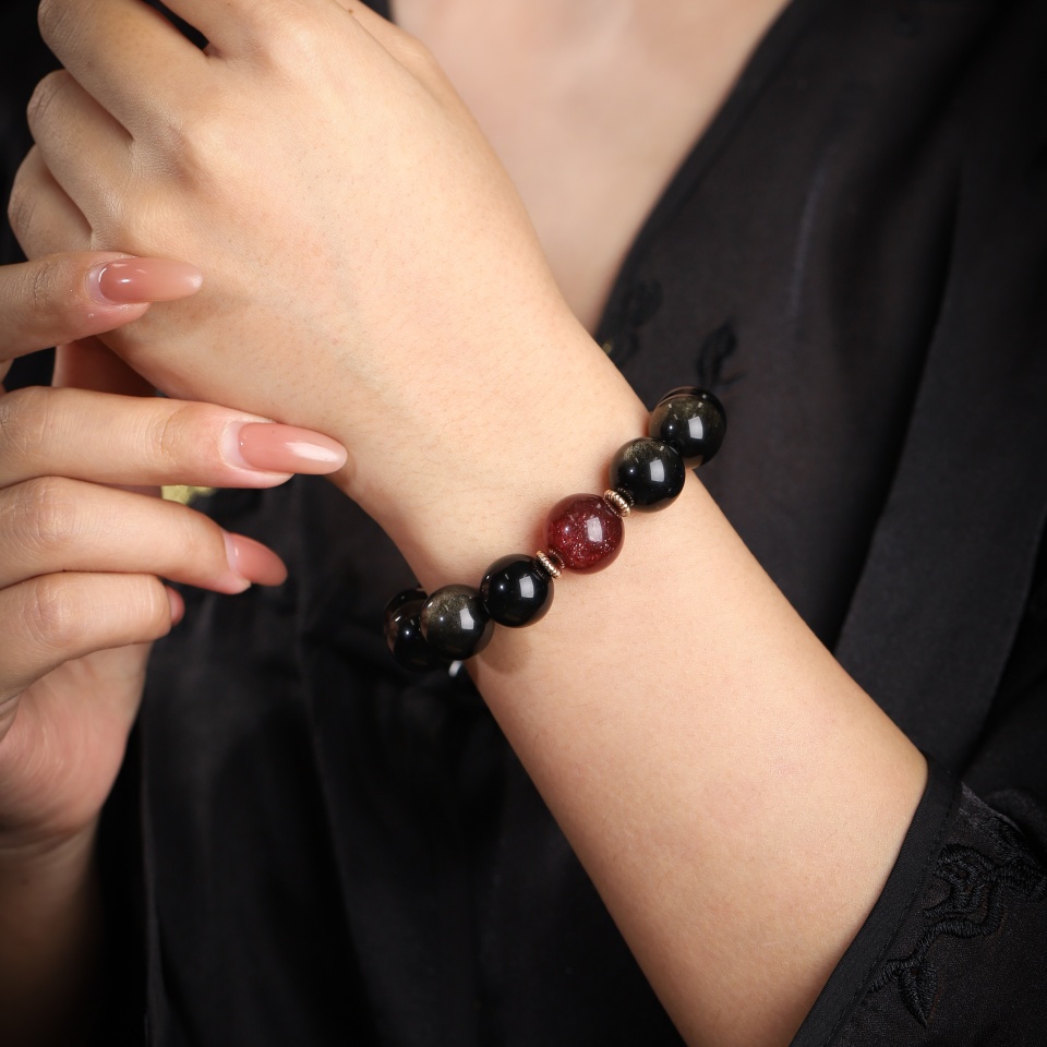 【富】星光闪耀丨猫眼金沙黑曜石 手串