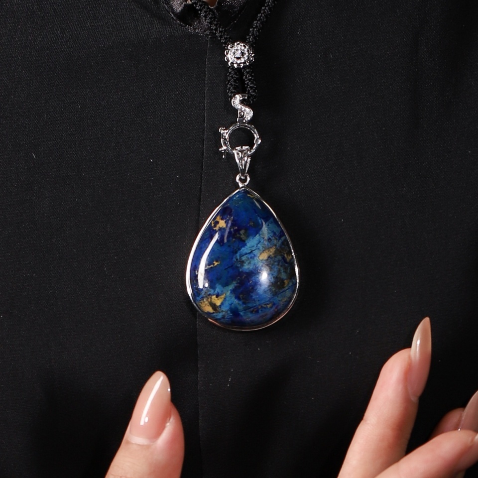 【愈】靛蓝链接丨蓝铜矿 吊坠